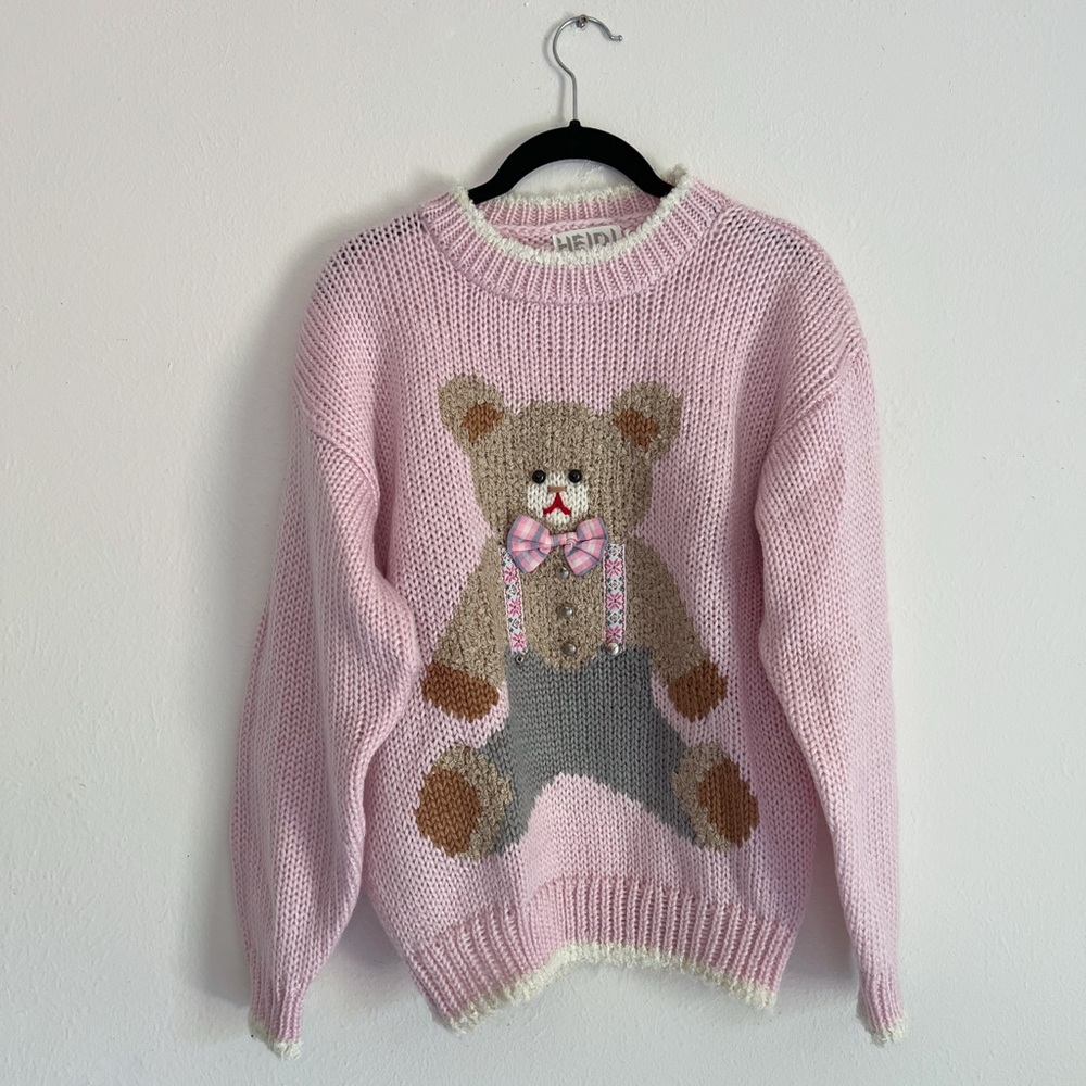 Vintage Kitschy Pink Teddy Bear Sweater